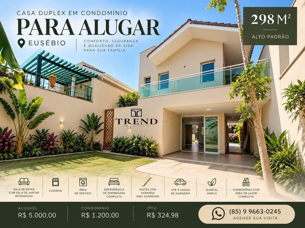 Casa duplex de alto padrão em condomínio no Eusébio