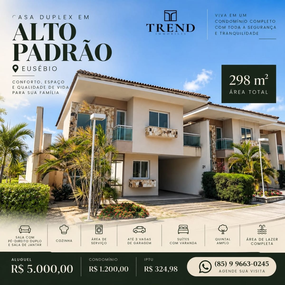 Casa duplex em condomínio de alto padrão no Eusébio
