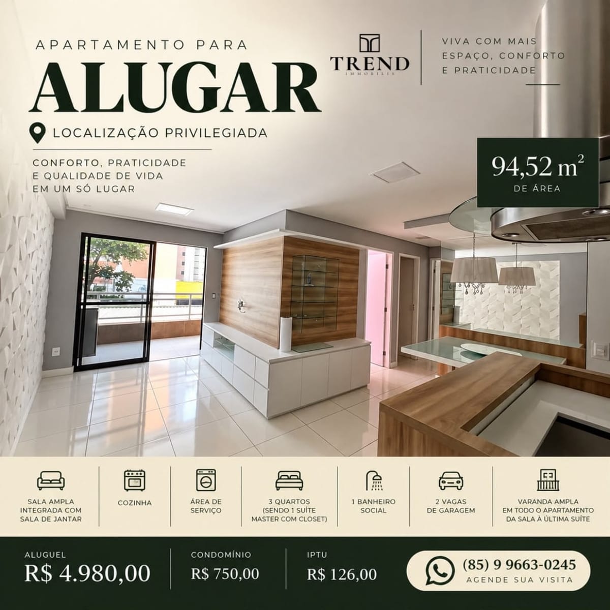 Apartamento mobiliado a 100 metros do Aterro da Praia de Iracema